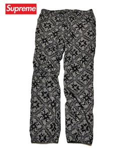 SUPREME シュプリーム 18SS Bandana Track Pants バンダナ/ペイズリー柄　希少ビックサイズXL　ジョガーパンツ　BLK/WHT