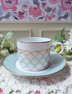 未使用☆Noritake エターナルパレス ミント カップ&ソーサー 1客セット ノリタケ モダン コーヒーカップ NARUMI