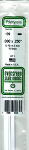エバーグリーン .030x.250 プラ棒 0.75x6.3mm 10本入り