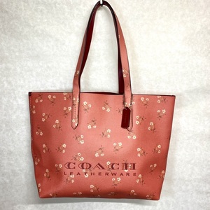 【未使用に近い】コーチ coach トートバッグ ビジネストート 花柄 ピンク ハイライン 大容量 A4 書類かばん フローラル レディース