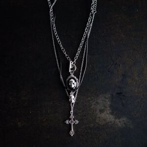 RARE 00s japanese label Y2K cross scull chain necklace ganda 14th addiction share spirit yasuyuki ishii IFSIXWASNINE lgb goa 