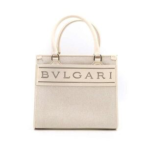 BVLGARI ブルガリ 21AW ロゴキャンバスレザー2WAYショルダートートバッグ アイボリー スモール IT6SU2EQKRE5