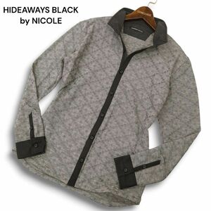 21AW★ HIDEAWAYS BLACK by NICOLE ハイダウェイ ニコル 長袖 市松柄 リンクス ジャガード シャツ Sz.46　メンズ グレー　C4T07936_9#C