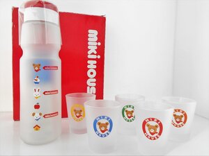 ●未使用 miki House ミキハウス ドリンクセット 12-8978-247 クールポット1100ml グラス210mlｘ5客 くま うさぎ