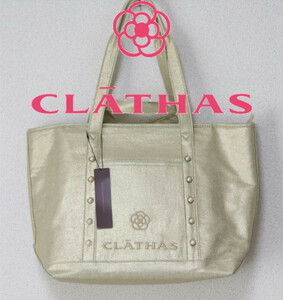 新品【CLATHAS クレイサス】カメリア刺繍 パール メタリック箔 2WAY持ち手 トートバッグ v4352