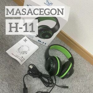 MASACEGON ゲーミングヘッドセット H-11 黒×緑