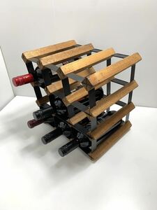 【中古】ワインラック　12Bottle ワインボトルホルダー　インテリア　32×32×23.5cm ●