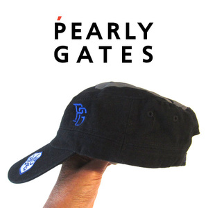 未使用品　PEARLY GATES／パーリーゲイツ★　コットンワークキャップ　黒　