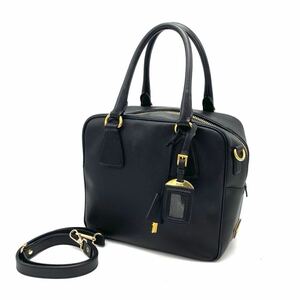 1円 良品 PRADA プラダ 三角ロゴ プレート 2way サフィアーノ レザー ハンド ショルダー バッグ 白タグ7 dD1097H