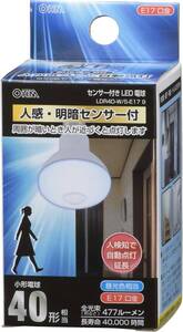 オーム電機 LED電球 レフランプ形 E17 40形相当 人感・明暗センサー付 昼光色 LDR4D-W/S-E17 9 06-34