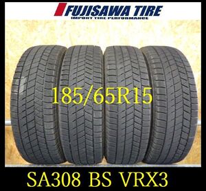 【SA308】K0211144 送料無料●2021年製造 約7.5部山●BS BLIZZAK VRX3●185/65R15●4本