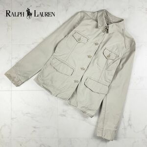 美品 POLO JEANS CO. RALPH LAUREN ラルフローレン ミリタリー カジュアルジャケット レディース アウター ベージュ サイズM*DC266