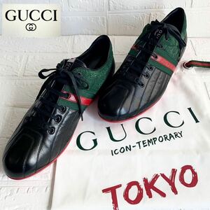 ☆極美品GUCCI グッチ I CON-TEMPORARY TOKYO限定 エクスクルーブ コレクション スニーカーメンズ サイズ 8 1/2 (27.5cm位) ウェブライン