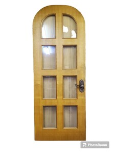 アンティーク ドア 木製 アーチ型 建具 ガラス 扉 ★to-10