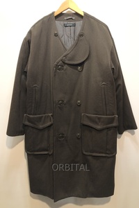 経堂) ジョンブル JOHNBULL ノーカラー コート 定価5.5万位 サイズS メンズ ブラウン 日本製 ウール コットン