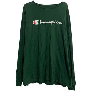 Champion ロンT ロングTシャツ 3XL グリーン ホワイト チャンピオン プルオーバー ビッグサイズ シンプル 古着卸 アメリカ仕入 a611-6658