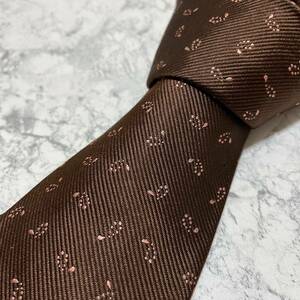 1円 美品 BrooksBrothers ブルックスブラザーズ 即日発送 ブランドネクタイ 超高級 総柄 シルク 絹 ハイブランド 茶色 ブラウン