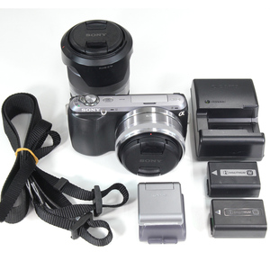 【送料無料】ソニー SONY NEX-C3 ブラック ミラーレス一眼 ダブルレンズキット E16mm F2.8 E18-55mm F3.5-5.6 OSS NEX-C3D（B）