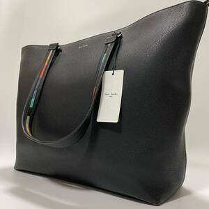 新品未使用タグ付き●A4収納●Paul Smith ポールスミス トートバッグ インレイド ストライプ・ハンドル 肩掛け可 本革 高級レザー ロゴ入り