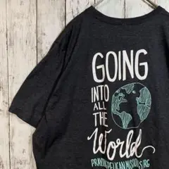 アメリカ古着 バックプリントTシャツ 地球 GOING グレー 2XL