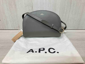 【保存袋◆タグ付き】A.P.C. アーペーセー レザーショルダーバッグ PXBJQ-F61048 革製 ダークグレー 横幅約24cm