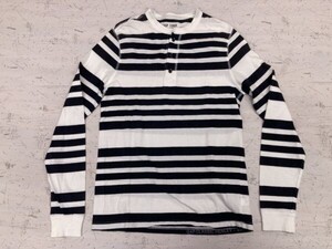 ギャップ GAP アメカジ オーセンティック 古着 ヘンリーネック ボーダー ロンT 長袖Tシャツ カットソー メンズ S 白/紺