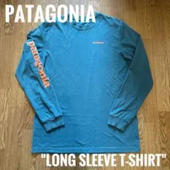 Patagonia ロンTee 青系 ロゴ M