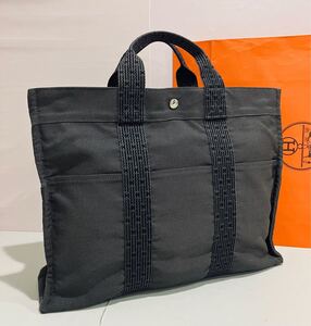 HERMES ● 新品 同様 バッグ エルメス グレー バック トートバッグ MM エールライン ハンドバッグ バック