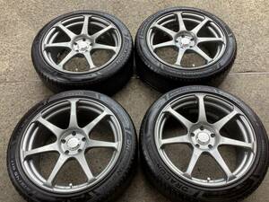 M7289 プリウス ウイッシュ 86 BRZ 等に！ヨコハマ AVS MODEL T7 7.5J +50 100 5H 17インチアルミ＆215/45R17 夏タイヤ4本セット☆彡