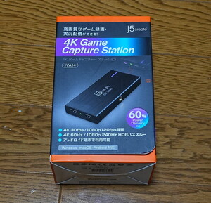 j5create JVA14 ビデオキャプチャ USB接続 HDMI2.0 4k/30FPS 4K/60Hzパススルー USB PD 60W充電対応