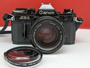 ▼ Canon AE-1 一眼レフカメラ フィルムカメラ ボディ FD 50mm F1.4 S.S.C レンズ 動作確認済 シャッター、露出計OK キャノン