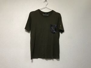 本物バーバリーブラックレーベルBURBERRYコットン迷彩カモフラポケット半袖Tシャツメンズサーフアメカジミリタリーストリート茶ブラウン2M