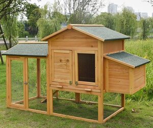 高品質ペット別荘ハウス 豪華 木製 猫 ウサギ ニワトリ小屋 飼育 アヒル 鳥かご キャットハウス ハウス おうち 屋外養殖 庭用