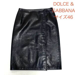 希少XL相当 DOLCE &GABBANA レザースカートブラックサイズ46