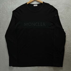 【極美品・名作】 MONCLER モンクレール メンズ 長袖 Tシャツ ロンT トップス メッシュ ロゴ ブラック XLサイズ