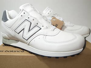 【送料無料 即決】NEW BALANCE UK製 M576WWL 26.5cm US8.5新品オールレザー白ホワイトWHITE LEATHERスムースレザー天然皮革 イギリス英国製