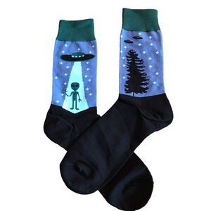 2000円以上送料無料！UFO柄ソックス　25〜28cm【メンズ】wishbone_socks 宇宙人