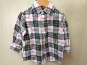 b1130◆GEAR by VAN HEUSEN 90s キッズ チェックフランネルシャツ◆ヴァンヒューゼン size2T 子供服 白×黒系 綿100％ ゆうパケット発送 5C