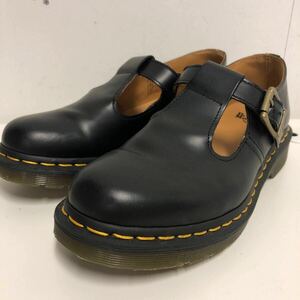 10-134 ドクターマーチン Dr.Martens Tバーシューズ ローファー POLLEY UK5 BLK 革靴 レザーシューズ ブラック 黒 プレーントゥ