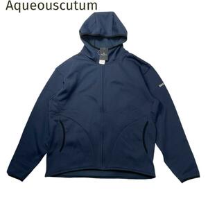 新品タグ付☆Aqueouscutum☆アクアスキュータム ハイブリッド フリースジップ パーカー ネイビー紺 サイズM