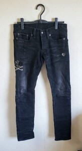 ☆良品☆ FranCisT_MOR.K.S フランシストモークス スワロフスキー USED加工ラメデニム　size 3 ブラック