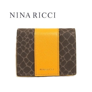 NINA RICCI ニナリッチ 財布 二つ折り ボックス型小銭入れ レディース　新品 グリーン グレインヌーボー box 四角 革 レザー