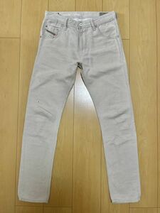 DIESEL KRAYVER WASH 0828F W28 L30 REGULAR SLIM-CARROT ホワイト デニム ペンキ加工 ジーンズ 