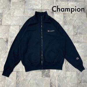 90s Champion チャンピオン ジップアップスウェットsweat 刺繍ロゴ 単色タグ 復刻 ネイビー ヴィンテージ サイズM 玉FL3506