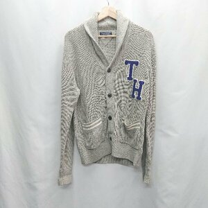 ◇ TOMMY HILFIGER トミーヒルフィガー ショールカラー カジュアル 長袖 ニット カーディガン サイズL グレー系 メンズ E