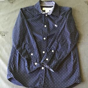 used 子供服 「 男の子 H&M 長袖シャツ 120cm 紺色 ドット柄 」Yシャツ / おしゃれにカッコよく決まるお洋服です 入学式 結婚式など /