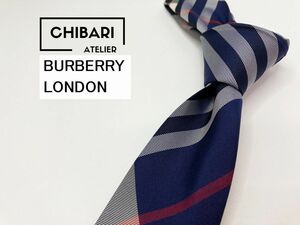 【新古品】BURBERRY LONDON　バーバリーロンドン　ノバチェック柄 ネクタイ 3本以上 送料無料 メンズ ネイビー系　1105053