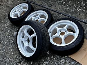 ★PCD100 4H 15インチ 6.5J オフセット40 メーカー不明 ダンロップ ディレッツァZIII 165/50R15 アルトワークス タント シビック TE37RPF1