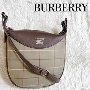 美品 BURBERRY オールド ショルダーバッグ チェック ポシェット レザー バーバリー ヴィンテージ