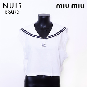 ミュウ ミュウ Miu Miu 半袖Ｔシャツ Size:XS ロゴ ノースリーブ マリン ホワイト